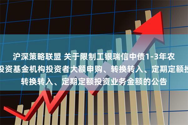 沪深策略联盟 关于限制工银瑞信中债1-3年农发行债券指数证券投资基金机构投资者大额申购、转换转入、定期定额投资业务金额的公告